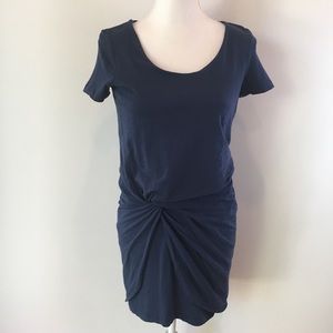 Theory navy blue jersey dress knot M short sleeves